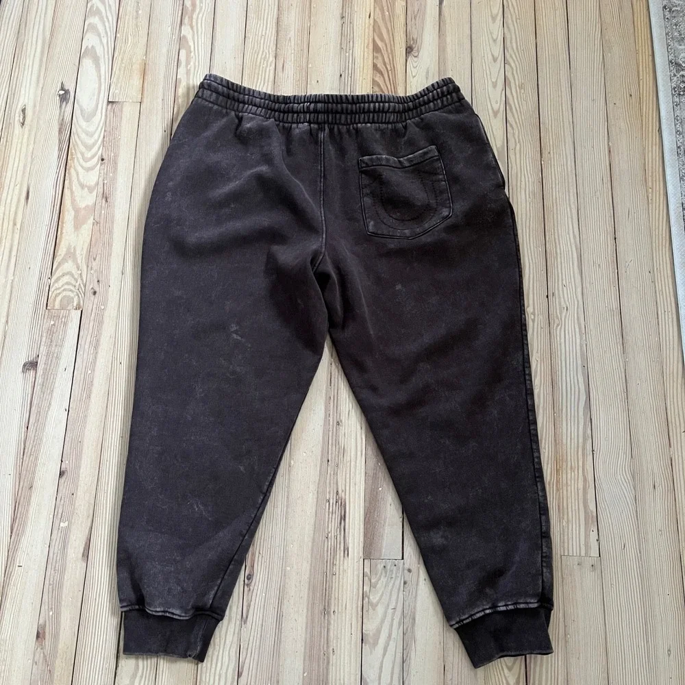 True‎ Religion Mens Sweatpants Joggers Brown Acid Washed Active Casual Size 2XL